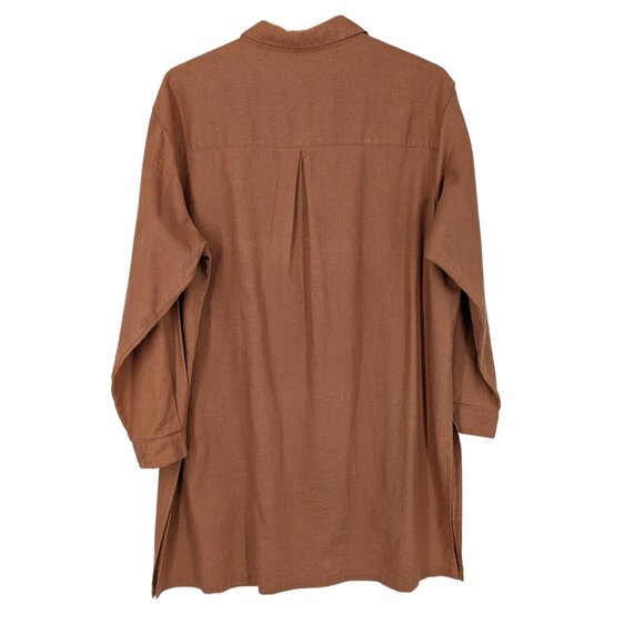 Vintage Silhouettes Shirt Dress Women Size 1X Button Up Linen Blend Coastal Boho - Picture 2 of 11